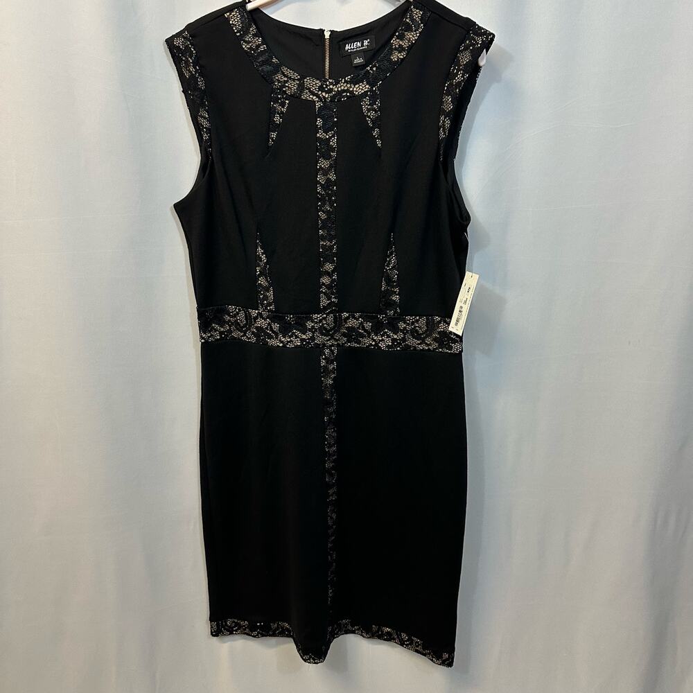 Allen B. by Allen Schwartz Black Lace Panel Knee Length Back Zip Dress Large NWT